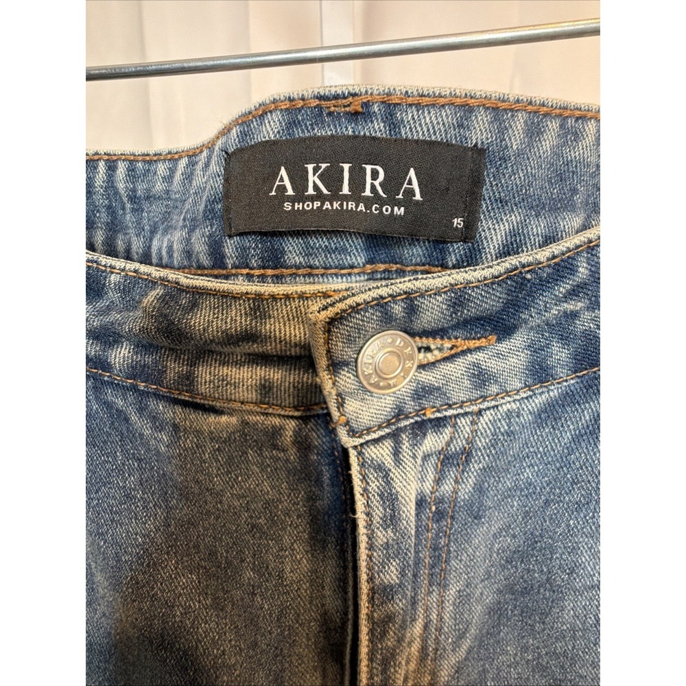 AKIRA JUST A FEELING DISTRESSED DENIM PANT Size 15 - Picture 11 of 13